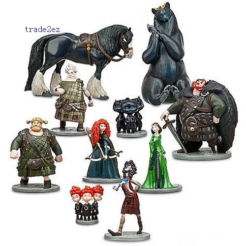 Lot 10 Pcs SPECIALOFFER Brave Action Figure Dolls Toy PRINCESS MERIDA Pixar MOVIE Toys Cake Topper PVC FIGURINE