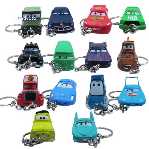 14x Cartoon Pixar Cars PVC Figure Key Chain Set