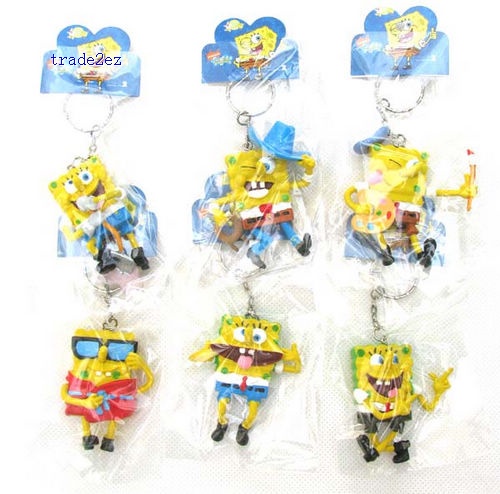 SpongeBob SquarePants action figure Keychain Keyring set (6 Pieces/set)
