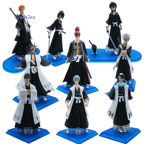 Bleach Renji Hitsugaya Aizen Abarai Gin Ichigo Figures 9 pcs set New