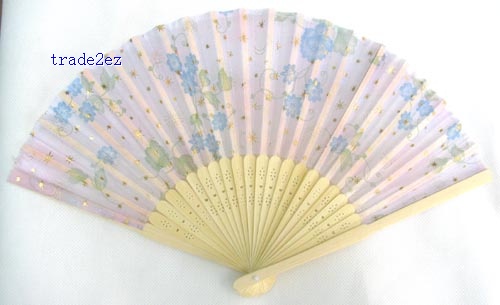 Chinese Silk folding Bamboo Hand Fan Fans Art Handmade Flower