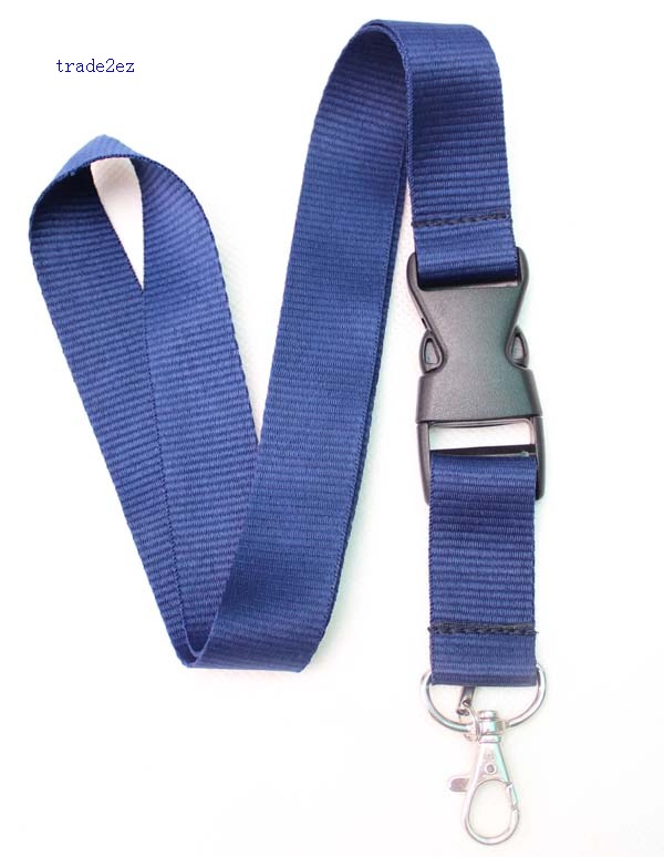 Blank Solid navy blue lanyard