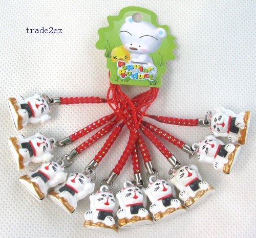 red lucky cat ring white