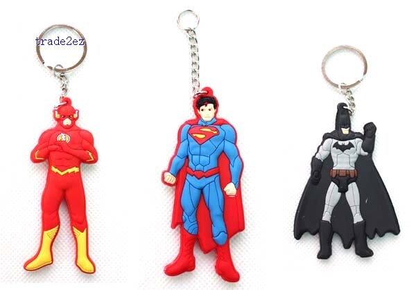 batman superman flash man keychain