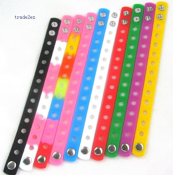 shoe charms colors mix silicone bracelet 21cm