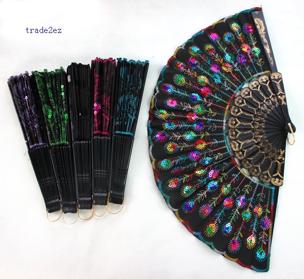 high quality chinese silks flower wooden fan New