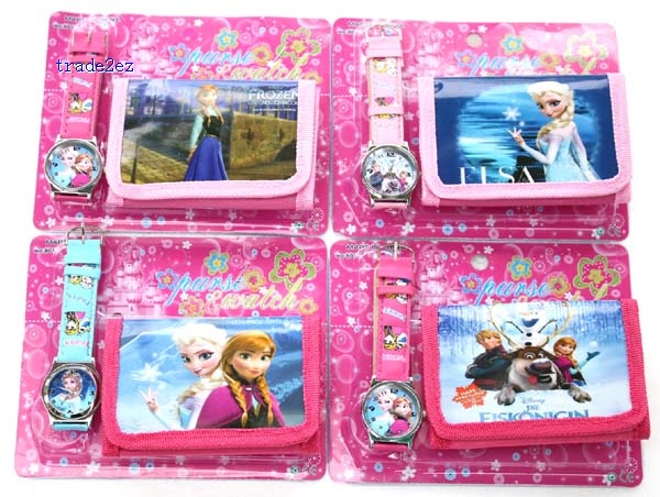 frozen anna elsa kids wallet and watch set