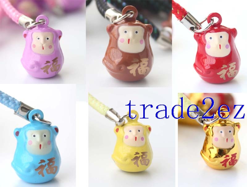 Fu word Monkey Strap & Bell Charms