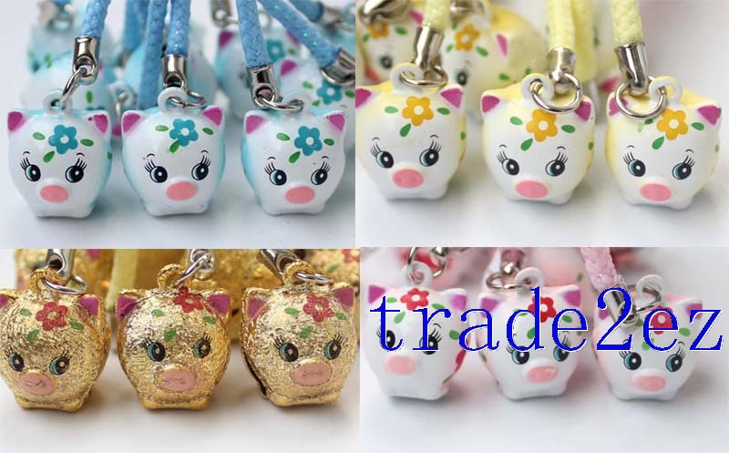 Lovely Flower Pig cartoon Strap & Bell Charms