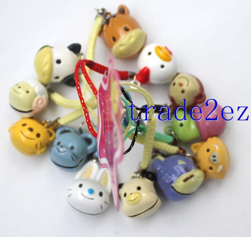 12 Symbolic Animals Diferent Animal Strap & Bell Charms