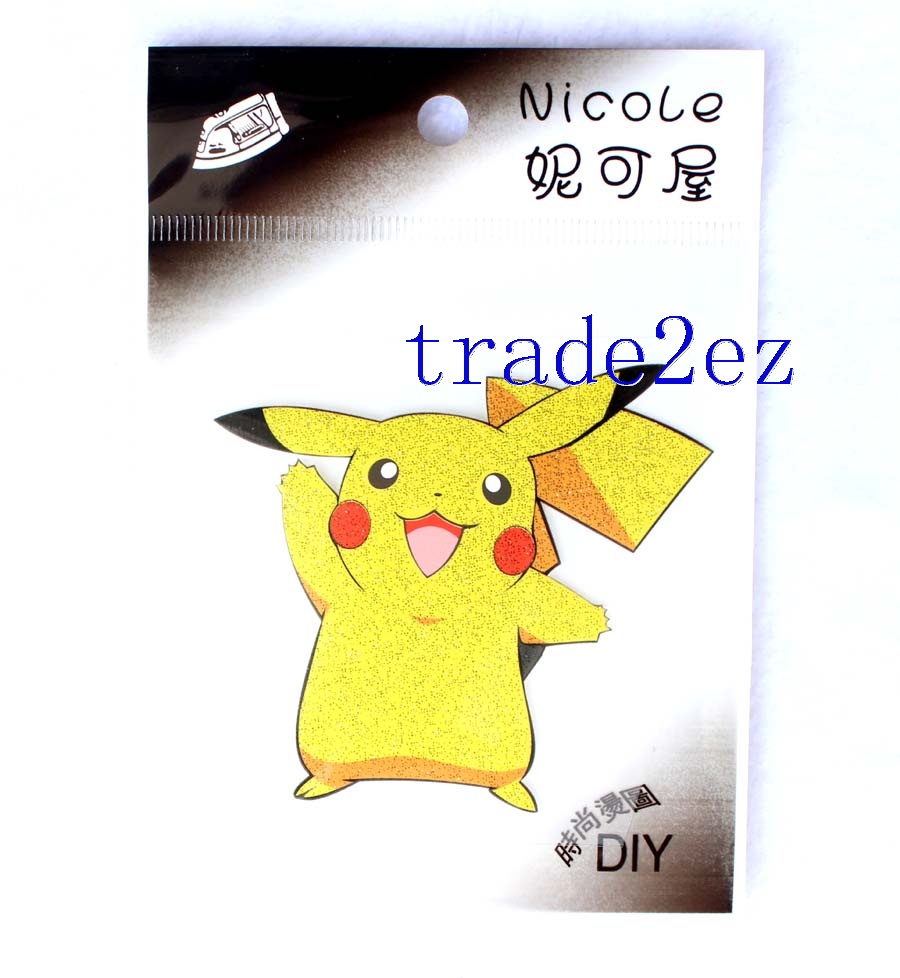 Anime Pocket Monster Yellow Pikachu Iron on transfer Appliques~