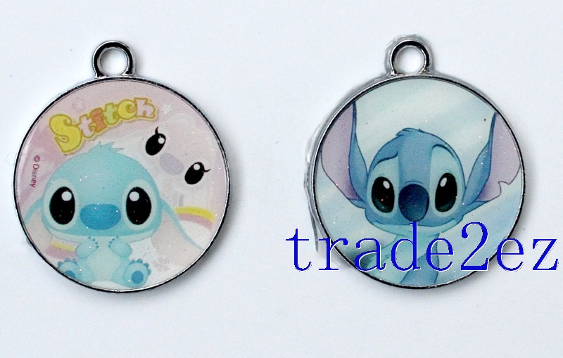 Animation Disney Lilo & Stitch Cartoon Metal Round Pendants