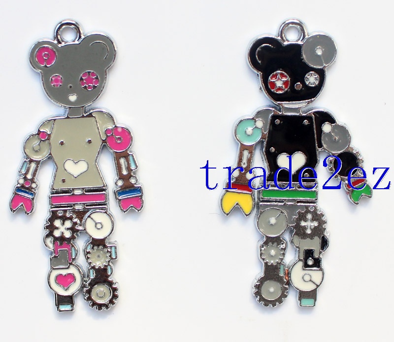 Cartoon Gear Machine Bear Metal Pendants