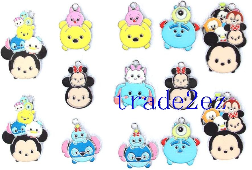 Disney Character Tsum Metal Pendants Black/White