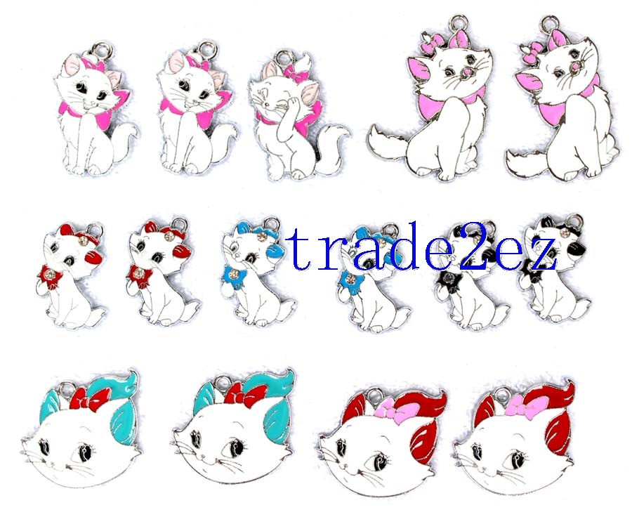Disney Animal Character Mary cat Metal Pendants White