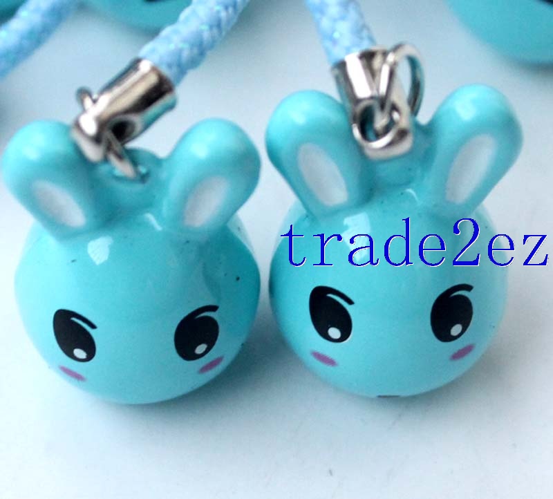 Cartoon Animal Rabbit Strap & Bell Charms Blue