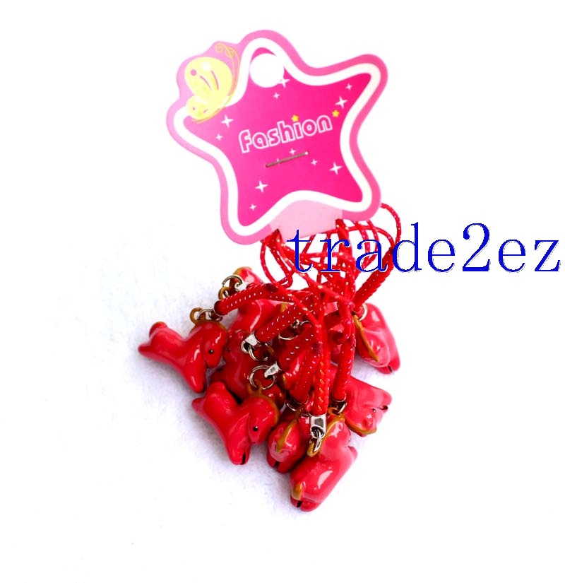 Gallop Red Horse Strap & Bell Charms