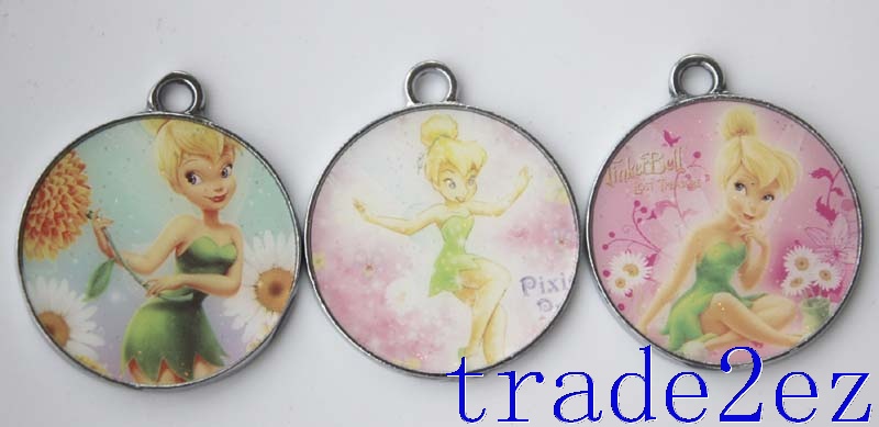 Animation Disney Tinker Bell Cartoon Metal Round Pendants