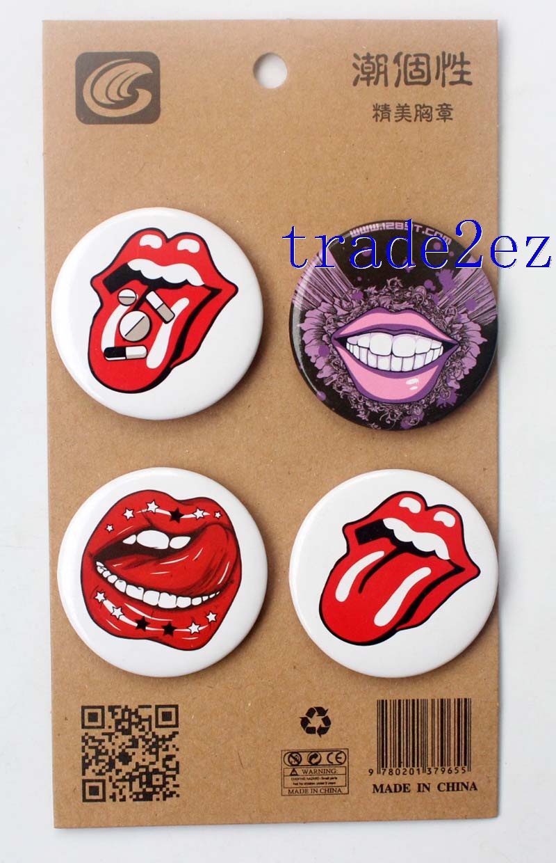 The Rolling Stones Tongue Icon 4.3CM Cartoon Badge and Buttons
