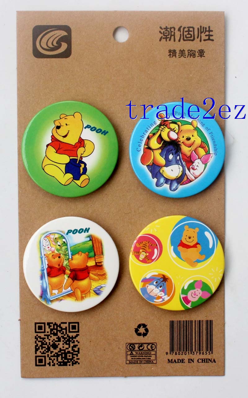 Disney Animation Winnie the pooh 4.3CM Cartoon Badge and Buttons