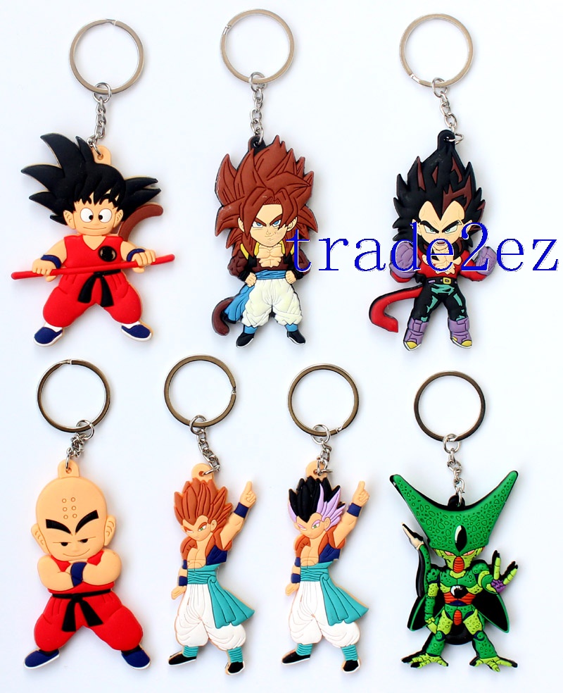 Anime Cartoon Dragon Ball Z Son Goku Vegeta PVC Keychains