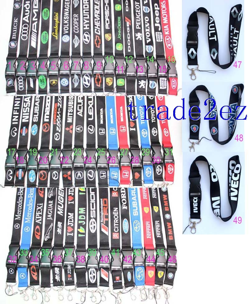 Car Logo Brand Lanyard Keychain Strap