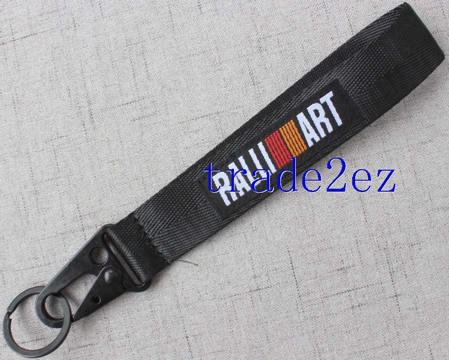 RALLI ART Black Wrist Keychains Strap Lanyard