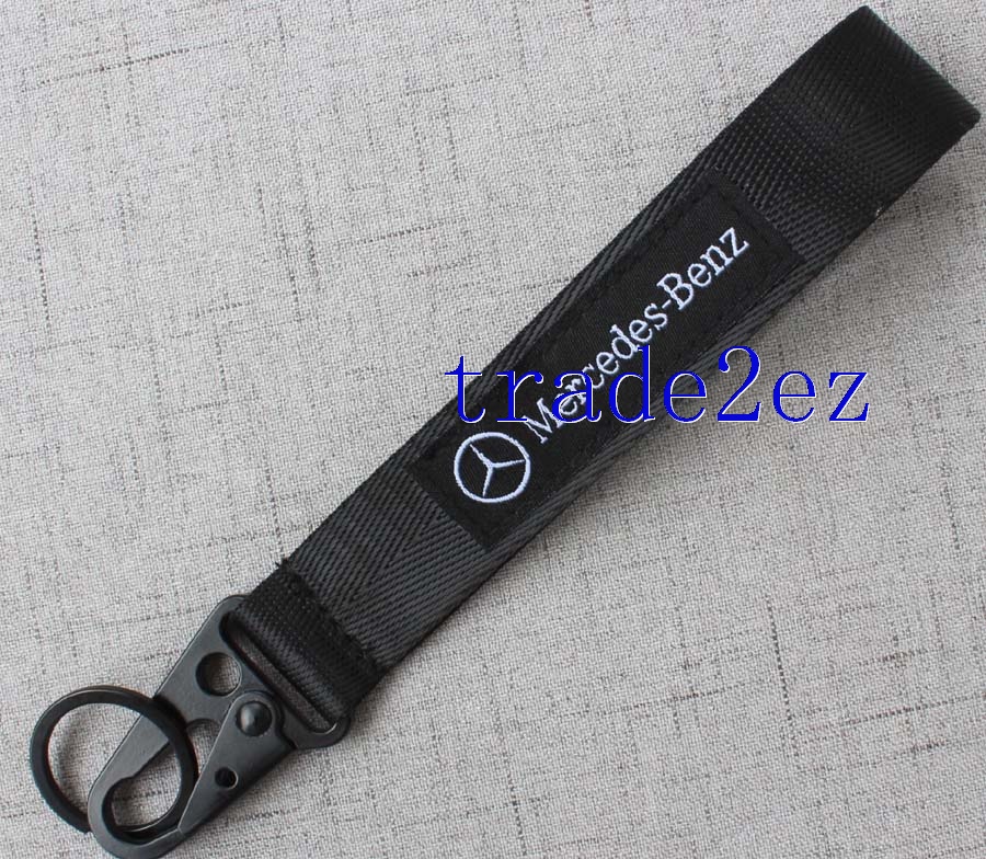 Mercedes Black Wrist Keychains Strap Lanyard