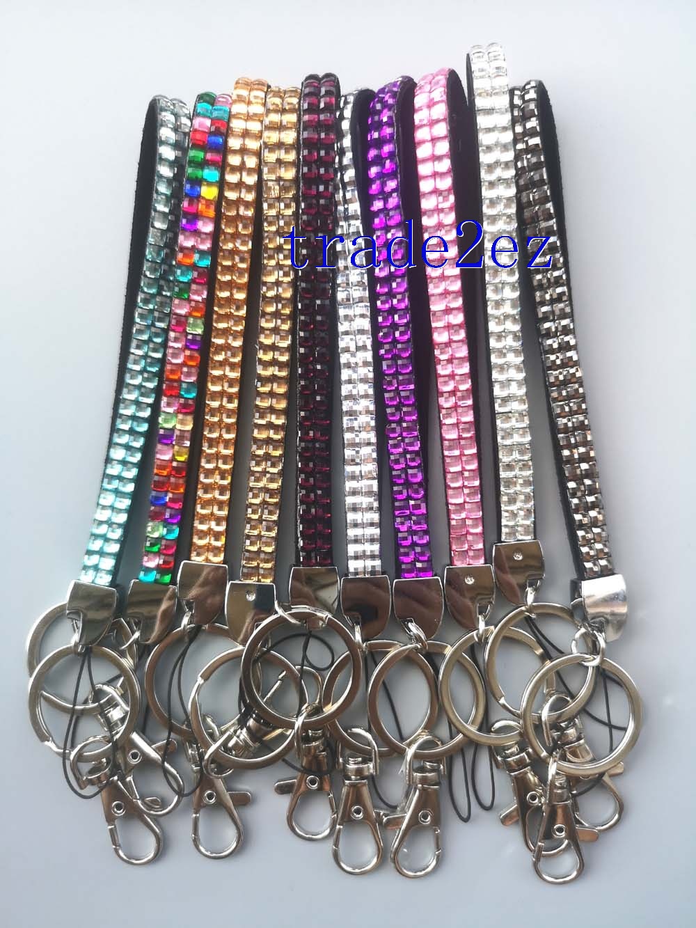 Rhinestone Bling Crystal Cell Phone Holder With Key Chain Lanyard