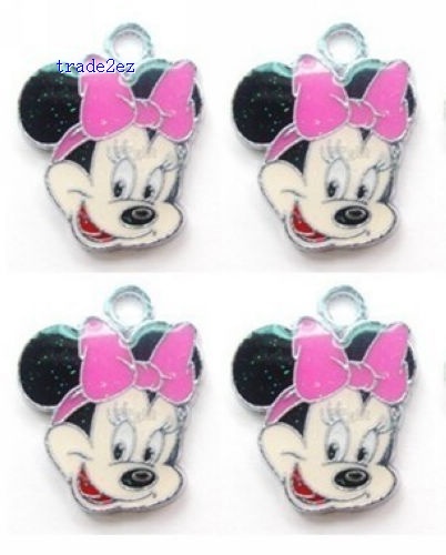 Minnie mouse Hot pink Metal Charms pendants