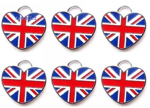 Union Jack heart-shaped Metal Charms pendants