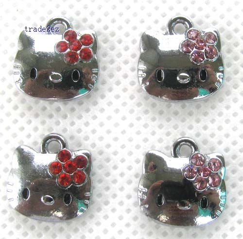 Hello Kitty With Flower Jewelry Making Metal Charm pendants