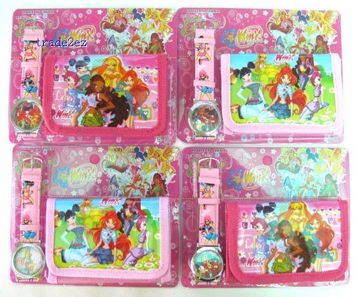 Winx Club wallets Purse + Kid's Fashion Watch Wristwatch