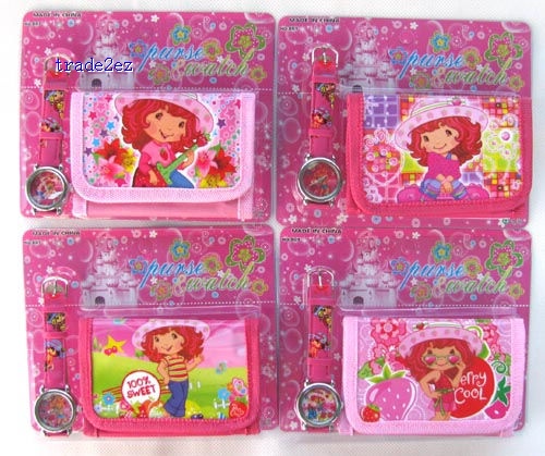 Strawberry Shortcake  kids part Set watch Wristwatch and wallet purse kids watch