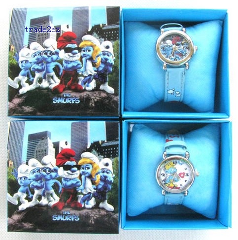 The Smurfs Cartoon Boy Watch Wristwatches W Boxes