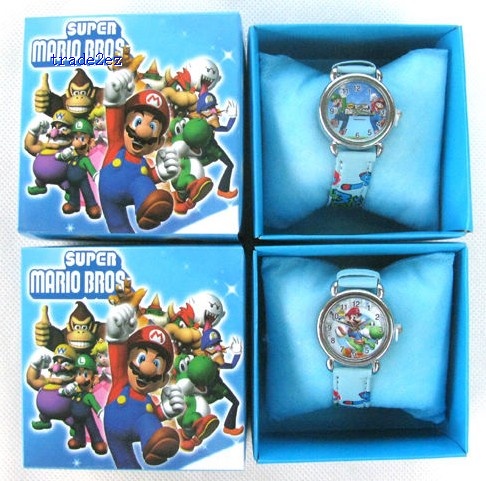 Super Mario Bros Cartoon Boy Watch Wristwatches W Boxes