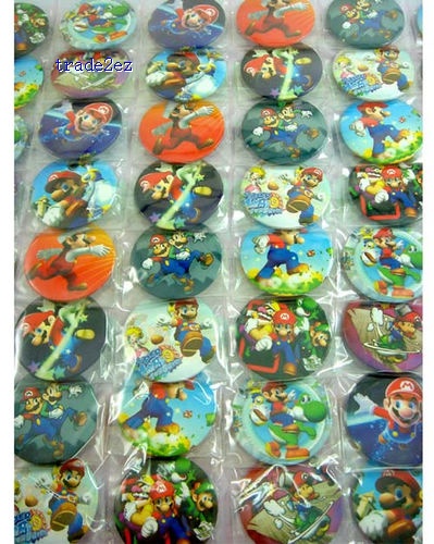 Super Mario 4.5 cm Badges Pins BIG SALES Kids Party Gift RANDOM